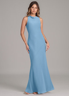 Azazie Allettie Bridesmaid Dresses Steel Blue Mermaid Chiffon Dress image6