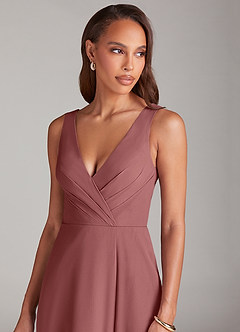 Azazie Nelly Bridesmaid Dresses Amethyst A-Line Pleated Chiffon Dress image6