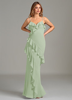 Azazie Danny Bridesmaid Dresses Dusty Sage Mermaid Ruched Chiffon Dress image1