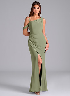 Azazie Madelyn Bridesmaid Dresses Pistachio Mermaid One Shoulder Chiffon Convertible Dress image3