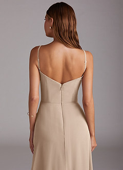 Azazie Marley Bridesmaid Dresses Taupe A-Line Off the Shoulder Chiffon Convertible Dress image10