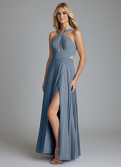 Azazie Hosanna Bridesmaid Dresses Twilight A-Line Pleated Chiffon Dress image5