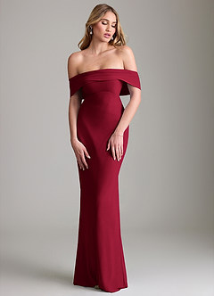 Azazie Lusinda Vestidos de damas de honor Vestido de Borgoña de Gasa de Corte Sirena Convertible con Vestidos sin tirantes image4