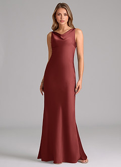 Azazie Allettie Bridesmaid Dresses Terracotta Mermaid Stretch Satin Dress image6