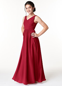 Azazie Sawyer Junior Scarlet A-Line Pleated Chiffon Dress image5