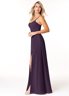Azazie Moira Bridesmaid Dresses Plum A-Line Scoop Chiffon Dress image3
