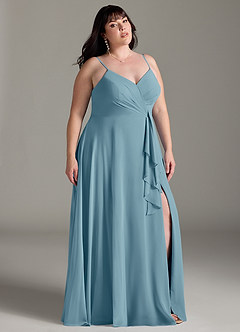 Azazie Akita Bridesmaid Dresses Moody Blue A-Line Chiffon Dress image7