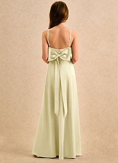 Azazie Chamomile Girls Formal Robe Demoiselle D'honneur Fillette Robe Trapèze en Satin extensible Plissée Sorbet Citron image5