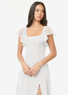 Azazie Bondi Bridesmaid Dresses Ivory A-Line Ruffled Chiffon Dress image9