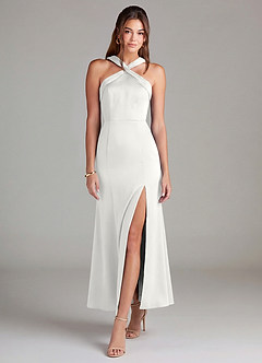 Azazie Rue Suknie dla druhen Syrena Pofałdowany Satyna elastyczna Długość kostki Sukienka image3