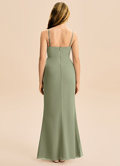 Azazie Buzzy Junior Pistachio Sheath Pleated Chiffon Dress image5