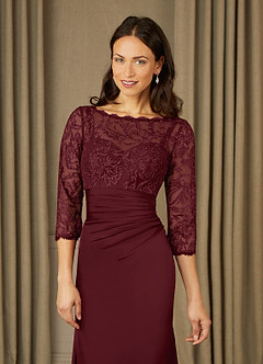 Azazie Stefani Cabernet Mermaid Lace Dress | Azazie