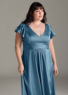 Azazie Omari Bridesmaid Dresses Bermuda A-Line Stretch Satin Dress image13