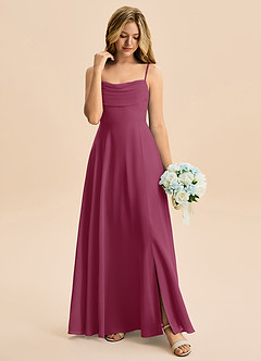 Azazie Bear Junior Mulberry A-Line Pleated Chiffon Dress image3