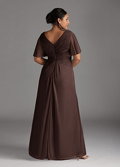 Azazie Emmeline 신부의 어머니 드레스 A라인 주름진 망사 바닥 길이 드레스 image8