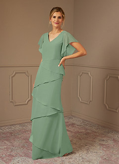 Azazie OHara Mother of the Bride Dresses Matcha A-Line V-Neck Chiffon Dress image7