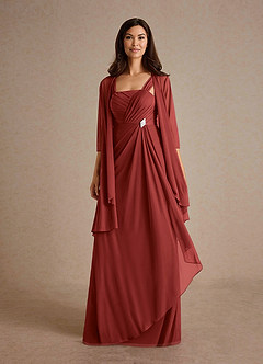 Azazie Clinton Mother of the Bride Dresses Rust A-Line Pleated Mesh Dress image5