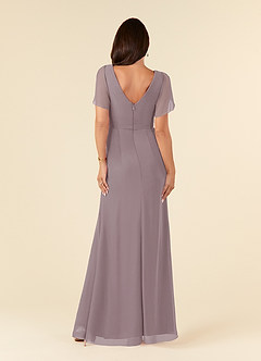 Azazie Marianne vestidos de madre de la novia Vestido de Atardecer de Gasa de Recto con Cuello en V plisado image2