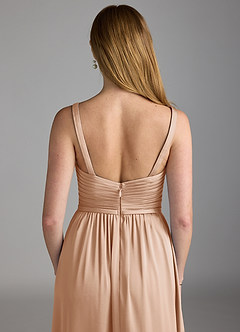 Azazie Chanel Bridesmaid Dresses English Rose A-Line Pleated Stretch Satin Dress image4