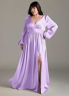 Azazie Norah Bridesmaid Dresses Lilac A-Line Stretch Satin Dress image7