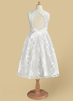 Azazie Darcey Flower Girl Dresses Diamond White A-Line Lace Dress image5