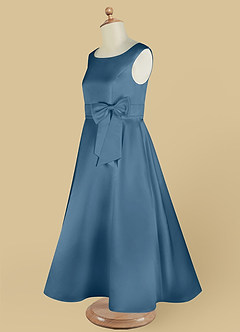 Azazie Lindy Flower Girl Dresses Bermuda A-Line Pleated Matte Satin Dress image15