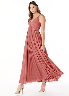 Azazie Raychelle Bridesmaid Dresses Antique Rose A-Line V-Neck Chiffon Dress image3