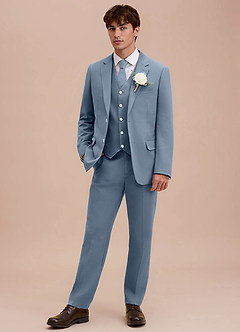 front Ethan 더스티 블루 리파인드 위브 3피스 슈트