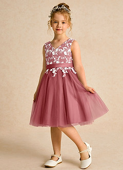 Azazie Butterfly Jurken voor bloemenmeisjes A-Lijn Jurk van Kant Antieke Roos image4