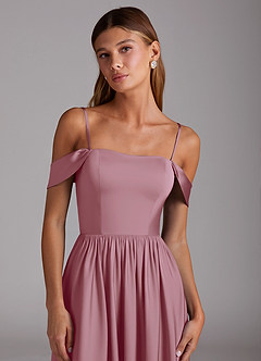 Azazie Calianna Bridesmaid Dresses Vintage Mauve A-Line Off the Shoulder Stretch Satin Convertible Dress image2