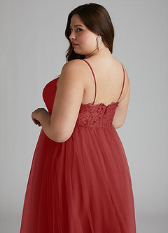 Azazie Roni Bridesmaid Dresses Rust A-Line Sweetheart Neckline Tulle Convertible Dress image8