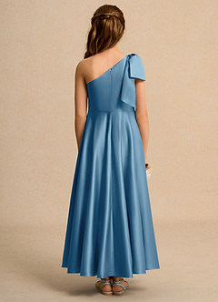 Azazie Guppy Junior Formal Flower Girl Klänningar Klä A-Line i Matt satäng Ena axeln image2