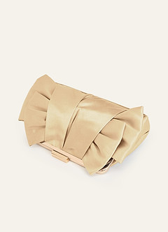 front Pochette in raso metallizzato in tinta con fiocco decorativo