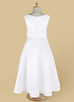Azazie Lindy Flower Girl Dresses White A-Line Pleated Matte Satin Dress image14
