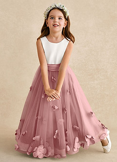 Azazie Vi Flower Girl Dresses Dusty Rose A-Line Sleeveless Tulle Dress image6