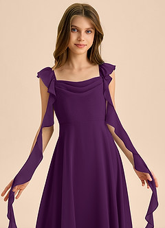 Azazie Carmin Junior Klä av A-Line i Chiffong Rynkad image7