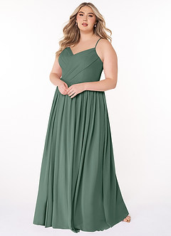 Azazie Cora Bridesmaid Dresses Sea Moss A-Line Pleated Chiffon Dress image8