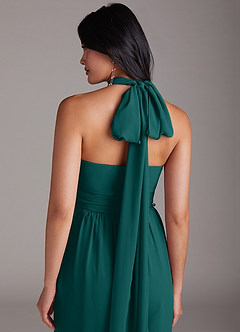 Azazie Lamara Bridesmaid Dresses Peacock Off the Shoulder Chiffon Convertible Jumpsuit image10