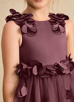Azazie Atta Jurken voor bloemenmeisjes A-Lijn Jurk van Tule One-Shoulder Sangria image5
