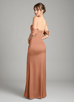 Azazie Johana Bridesmaid Dresses Bronzer Mermaid Off the Shoulder Stretch Satin Convertible Dress image8