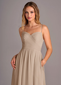 Azazie Joni Jurken voor bruidsmeisjes Converteerbaar Jurk van Chiffon met A-Lijn Strapless Taupe image2