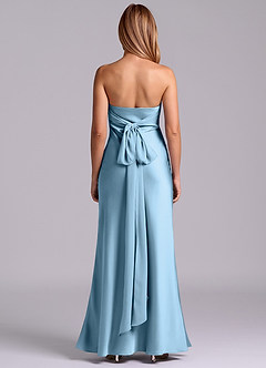 Azazie Ailanie Brudtärnklänningar Klä av Tubklänning i Stretch Satin Axelbandslös Stålblå image7