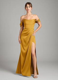 Azazie Johana Vestidos de damas de honor Vestido de Caramelo de Satén Elástico de Corte Sirena Convertible con Vestidos sin tirantes image1