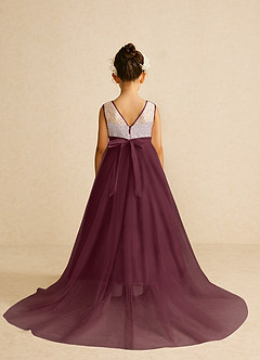 Azazie Tay Flower Girl Dresses Cabernet A-Line Sequins Tulle Dress image2