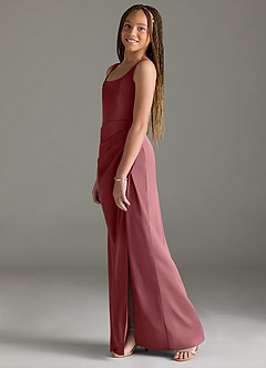 Azazie Mero Junior Desert Rose Mermaid Pleated Stretch Satin Dress image4