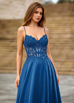 Cemtine Blu Reale Pizzo, paillettes, ricamo, raso, invitato al matrimonio image5