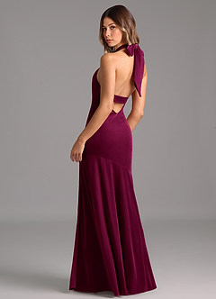 Azazie Drita Bridesmaid Dresses Cabernet A-Line Pleated Velvet Dress image2
