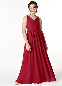 Azazie Sawyer Junior Scarlet A-Line Pleated Chiffon Dress image3