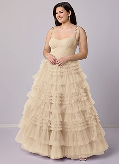 Barbie ♥ Azazie Bridesmaid Dresses Champagne A-Line Sweetheart Neckline Tulle Dress image8