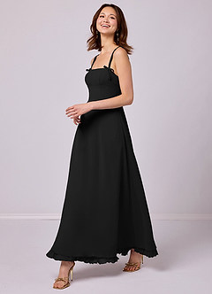 Barbie ♥ Azazie Bridesmaid Dresses Black A-Line Pleated Chiffon Dress image4